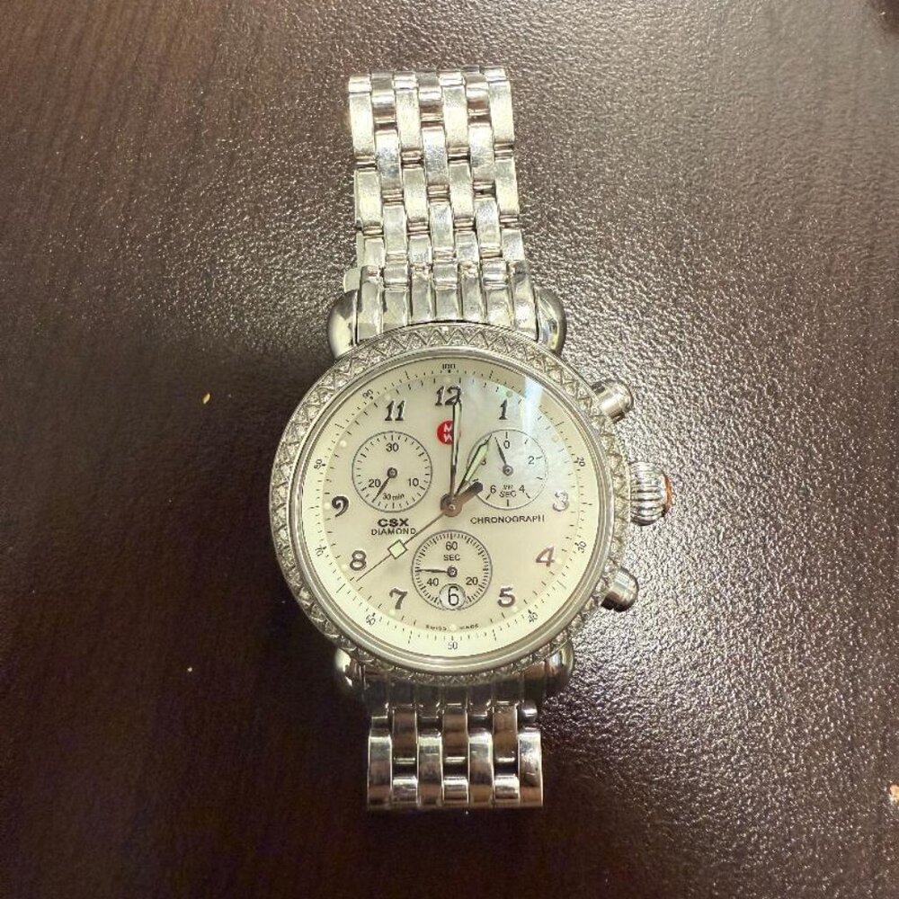 MICHELE CSX Diamond Watch 36mm Chronograph Date Pearl Dial